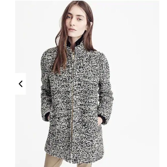 J. Crew‎ Size 00 Black White Speckled Boucle Lodge Coat H2632 - Picture 13 of 13